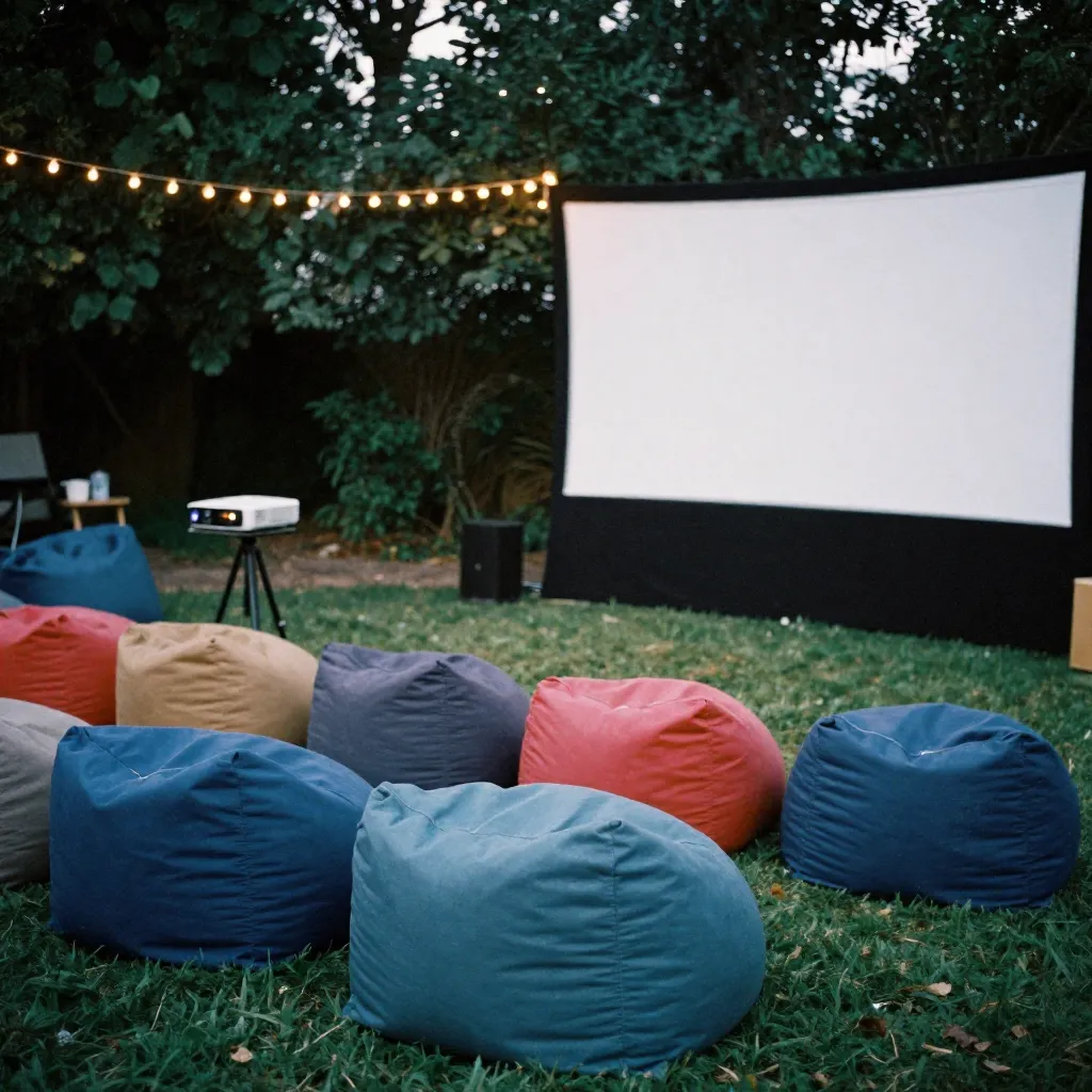 Professional outdoor movie projection setup